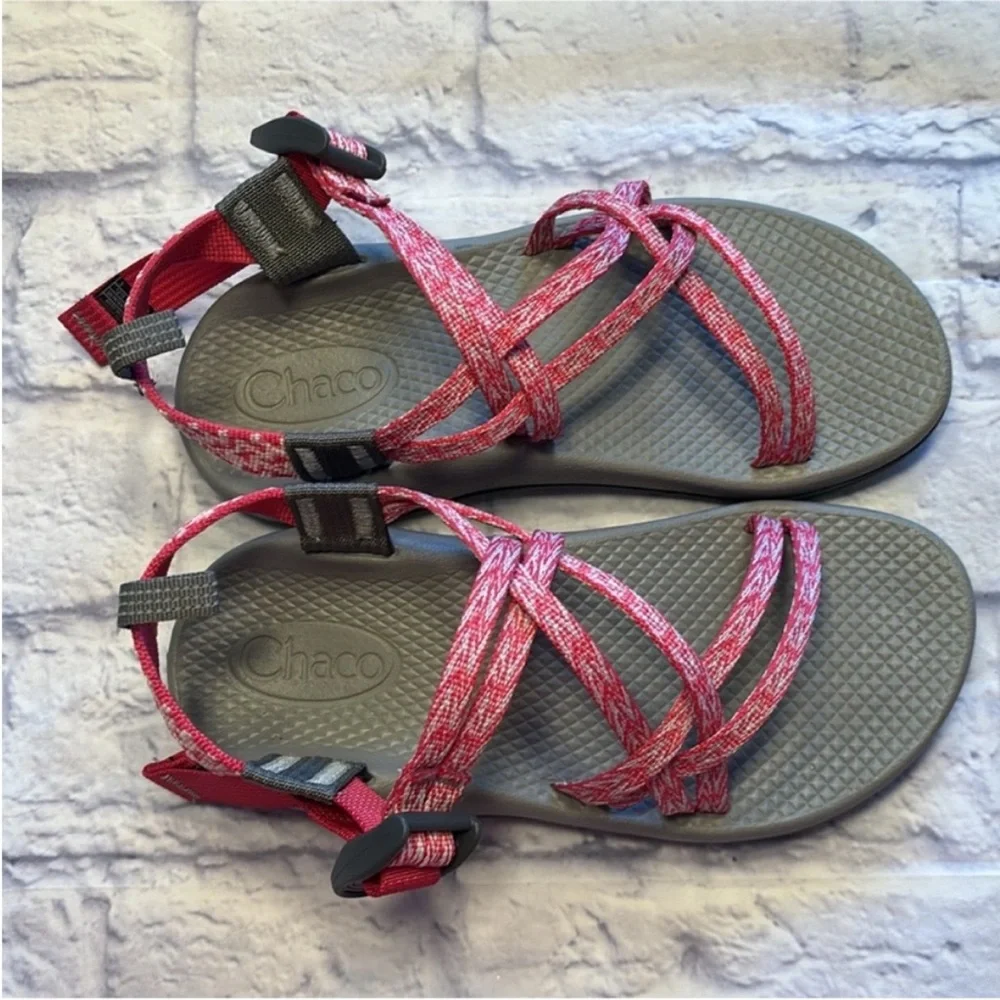 Chaco Girls ZX/1 Ecotread Sport Sandals Pink and Gray Like New Kids Size 3